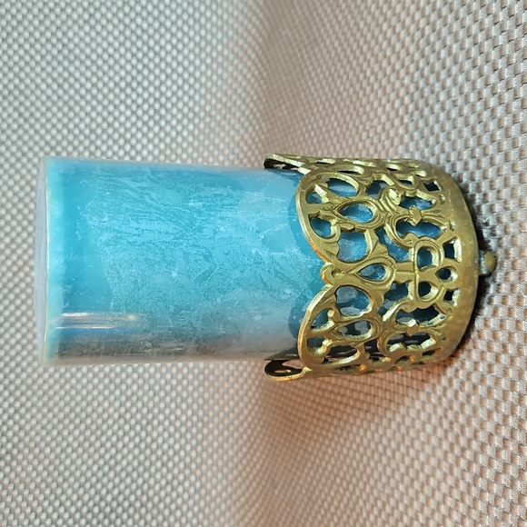 Vintage Other - Vintage Brass Etched Candle Holder Footed